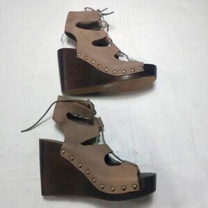 Women's Studded Lace-up Platforms Wedges Size 8M by BONGO.